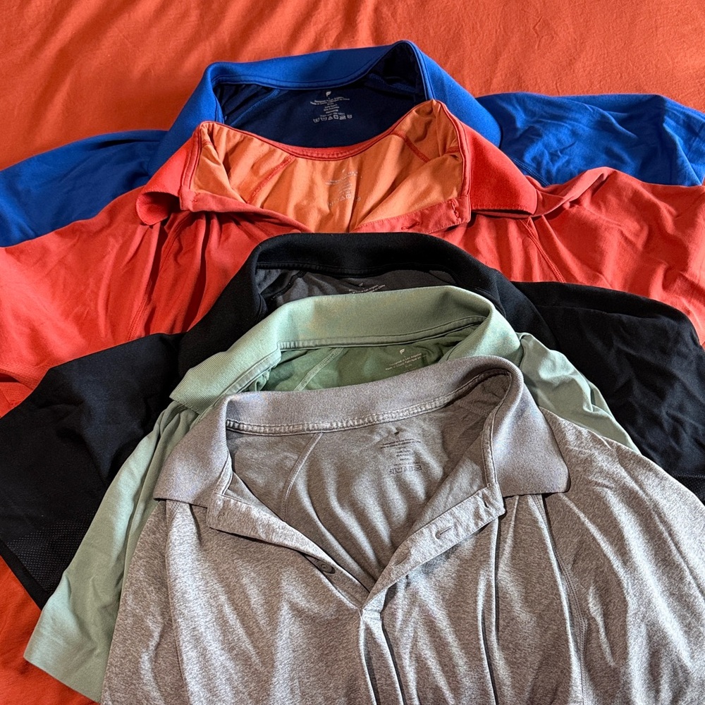 Fabletics Men's Polo Shirts - Blue, Red, Black, Green, Gray